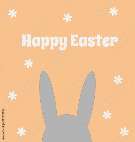 hare head happy Easter text, postcard, picture,