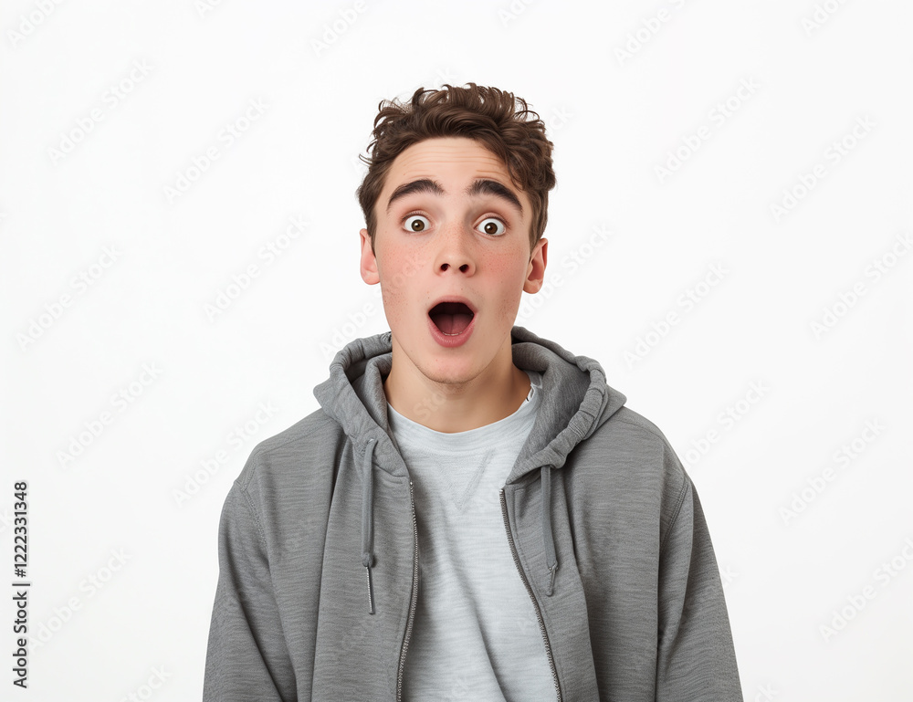Handsome young shocked guy isolated on white background portrait Handsome young shocked guy isolated on white background portrait