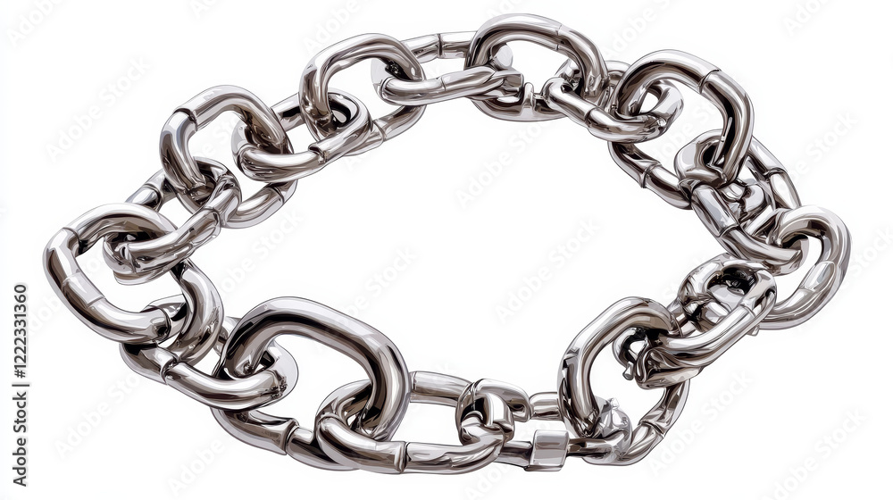 Metal chains with whole and broken links made of silver, chrome or steel, bob and padlock, connected stainless rings. Heavy decorative elements isolated on white background Cartoon vector illustration Metal chains with whole and broken links made of silver, chrome or steel, bob and padlock, connected stainless rings. Heavy decorative elements isolated on white background Cartoon vector illustration
