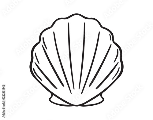 Seashell top view doodle hand drawn icon. Outline drawing Seashell top view line clipart symbol
