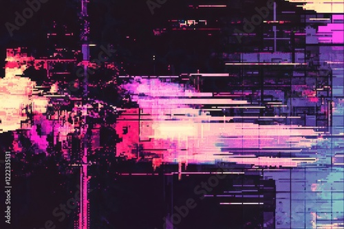 Black glitch background art pixelated digital. photo