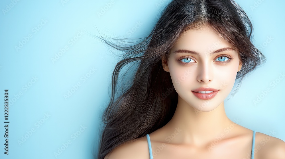 Beautiful women in Light blue sleeveless dress. Beautiful women in Light blue sleeveless dress.