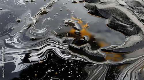 Oil pollution background illustrating soil and groundwater contamination with swirling textures for awareness