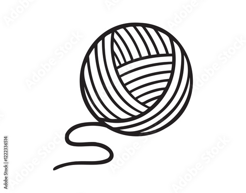 Ball of yarn or clews of thread for knitting doodle hand drawn icon. Outline drawing ball of yarn line clipart symbol