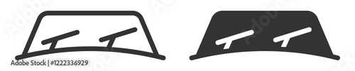 Black and white windshield wipers on a car window.