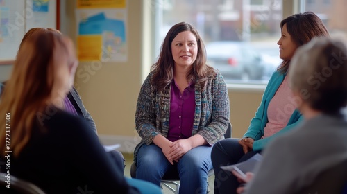 A group of social workers facilitates an intimate discussion, providing support and guidance to individuals