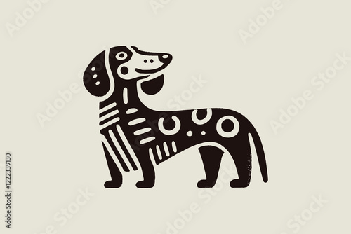 Vintage vector illustration of a dachshund in engraving style