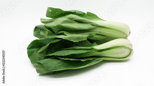 Bok choy or pak choi, pakcoy (Brassica rapa subsp. chinensis) vegetable, isolated on the white background.