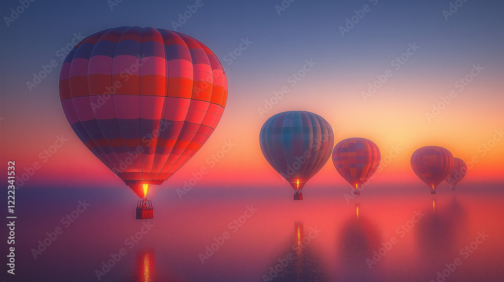 Fototapeta premium Sunrise and Hot Air Balloons