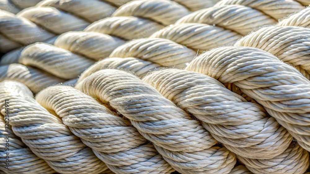 Aerial View Close-Up: Natural White Cotton Rope Texture - High-Resolution Stock Photo Aerial View Close-Up: Natural White Cotton Rope Texture - High-Resolution Stock Photo
