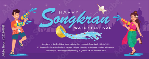 Couple Splashing Water with Guns at Songkran Water Festival