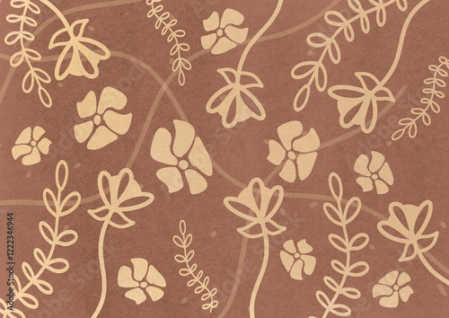 Illustration of a flower composition in mocha mousse Pantone color