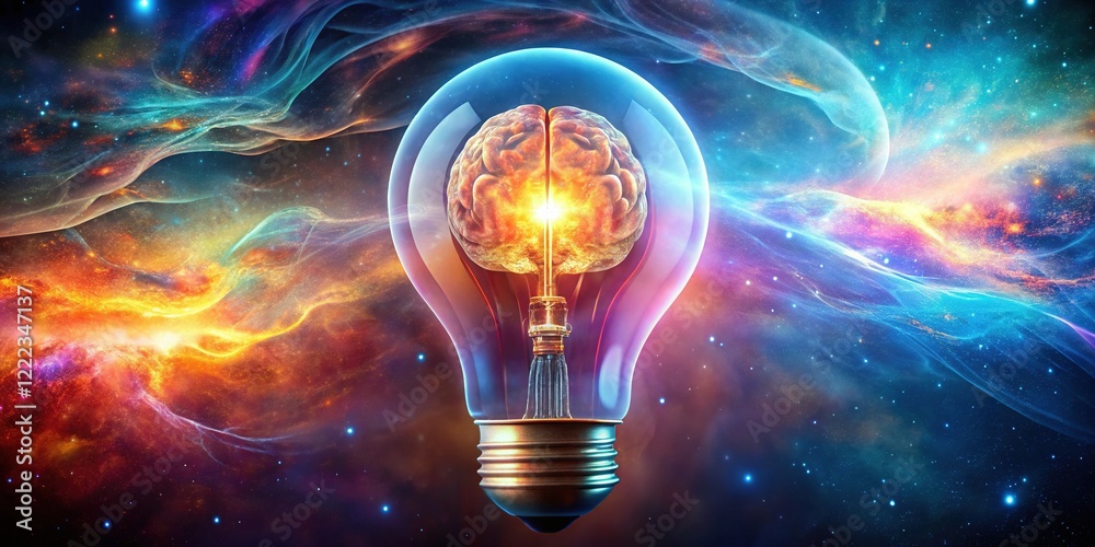 Illuminated Mind: Brain Inside Lightbulb, Abstract Thinking Concept Illuminated Mind: Brain Inside Lightbulb, Abstract Thinking Concept