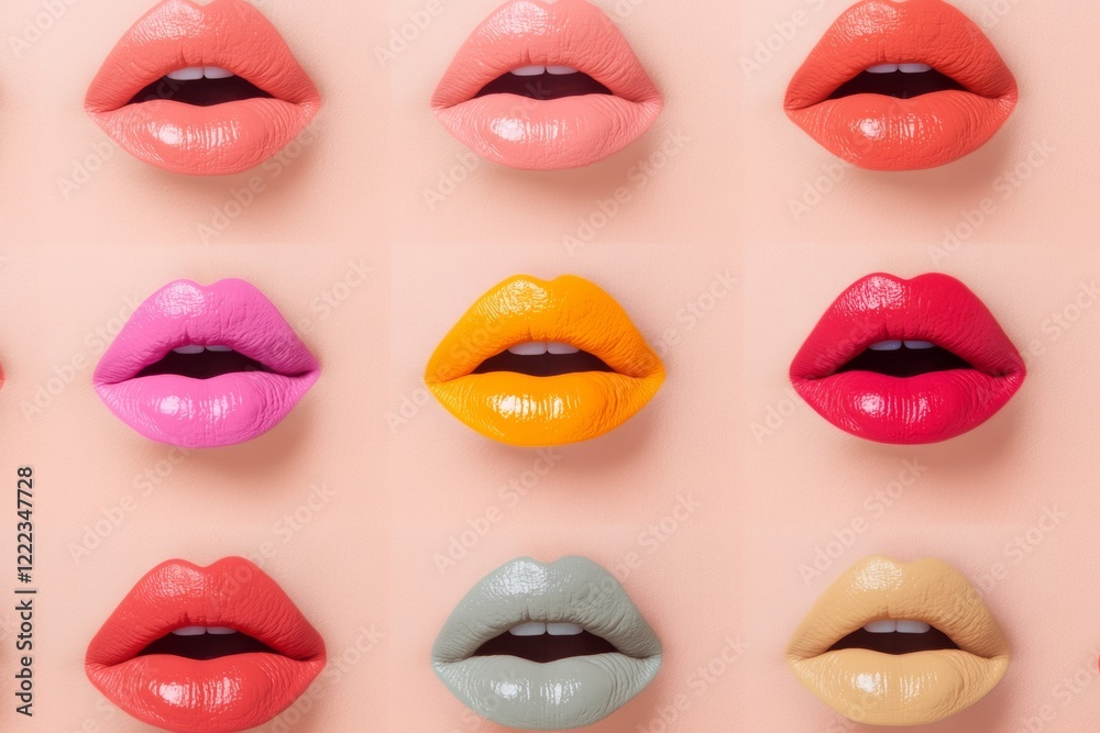 Vibrant Multicolored Lips on Textured Abstract Background - Neurodiversity-Inspired Art for Modern Marketing and Inclusive Beauty Campaigns Vibrant Multicolored Lips on Textured Abstract Background - Neurodiversity-Inspired Art for Modern Marketing and Inclusive Beauty Campaigns