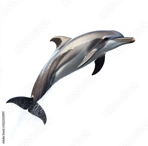 Dolphin, hand-drawn illustration, vector graphics, white background photo