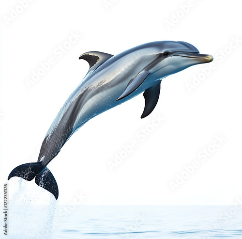  dolphin jumping in the air against a white background