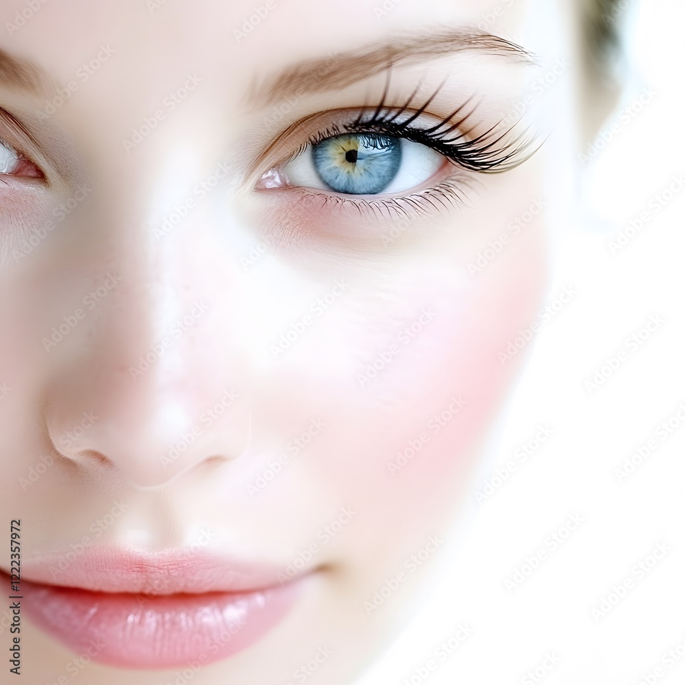 Fototapeta premium Closeup Portrait of a Woman's Eye and Cheek Beauty Shot