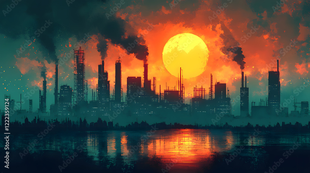 Fototapeta premium climate change technology AI illustration minimalist