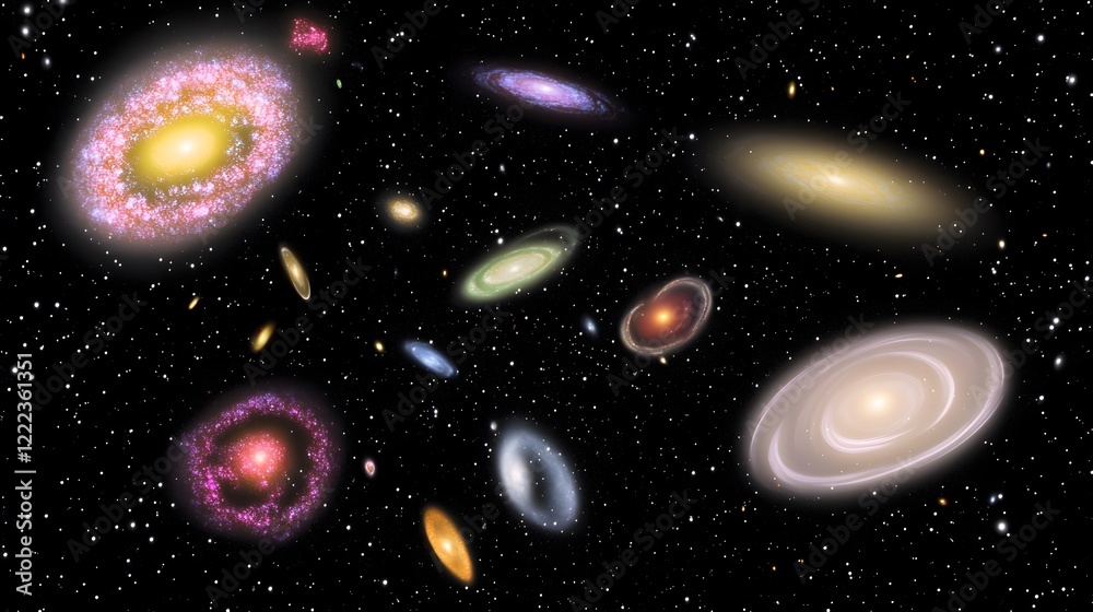 Naklejka premium Cosmic Galaxies Spiral Nebulae Universe Space