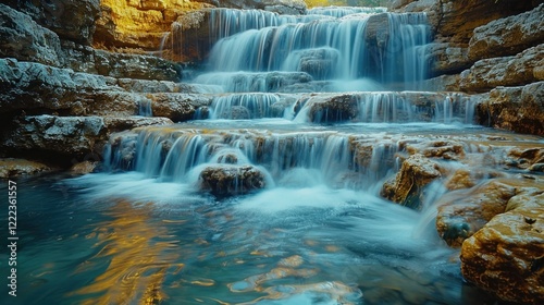 Tranquil Waterfall in a Lush Forest