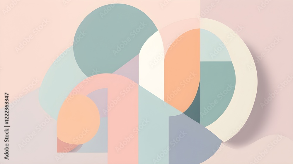 Abstract pastel geometric background with overlapping circles and shapes. Abstract pastel geometric background with overlapping circles and shapes.
