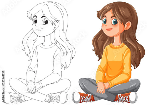 Cheerful Girl in Casual Outfit