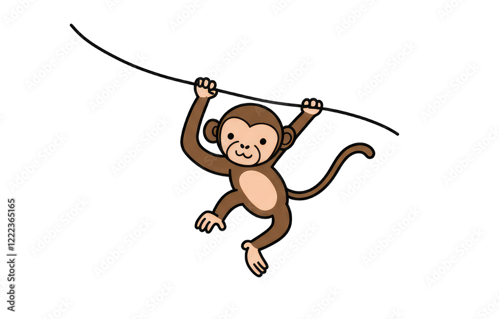 Fototapeta premium Cute Monkey Swinging