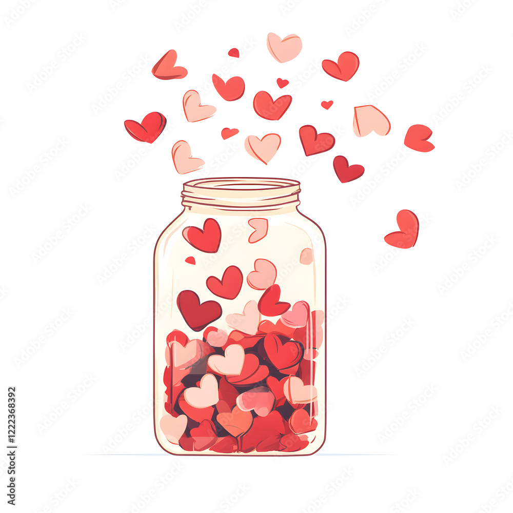a glass jar filled with rose petals and hearts