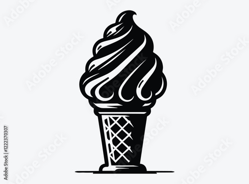 Ice Cream Cone Silhouette Vector