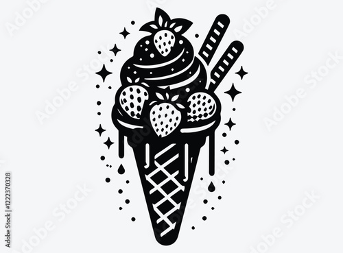 Ice Cream Cone Silhouette Vector