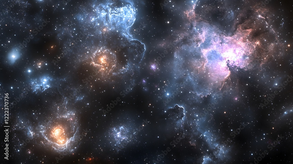 Obraz premium Stunning Nebulae Cosmic Cloudscape, Vibrant Interstellar Space