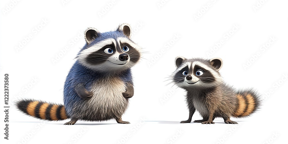Fototapeta premium small and large raccoon