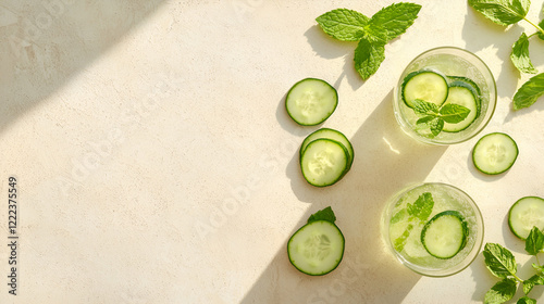 Refreshing cucumber and mint drinks. Perfect for a summer day!