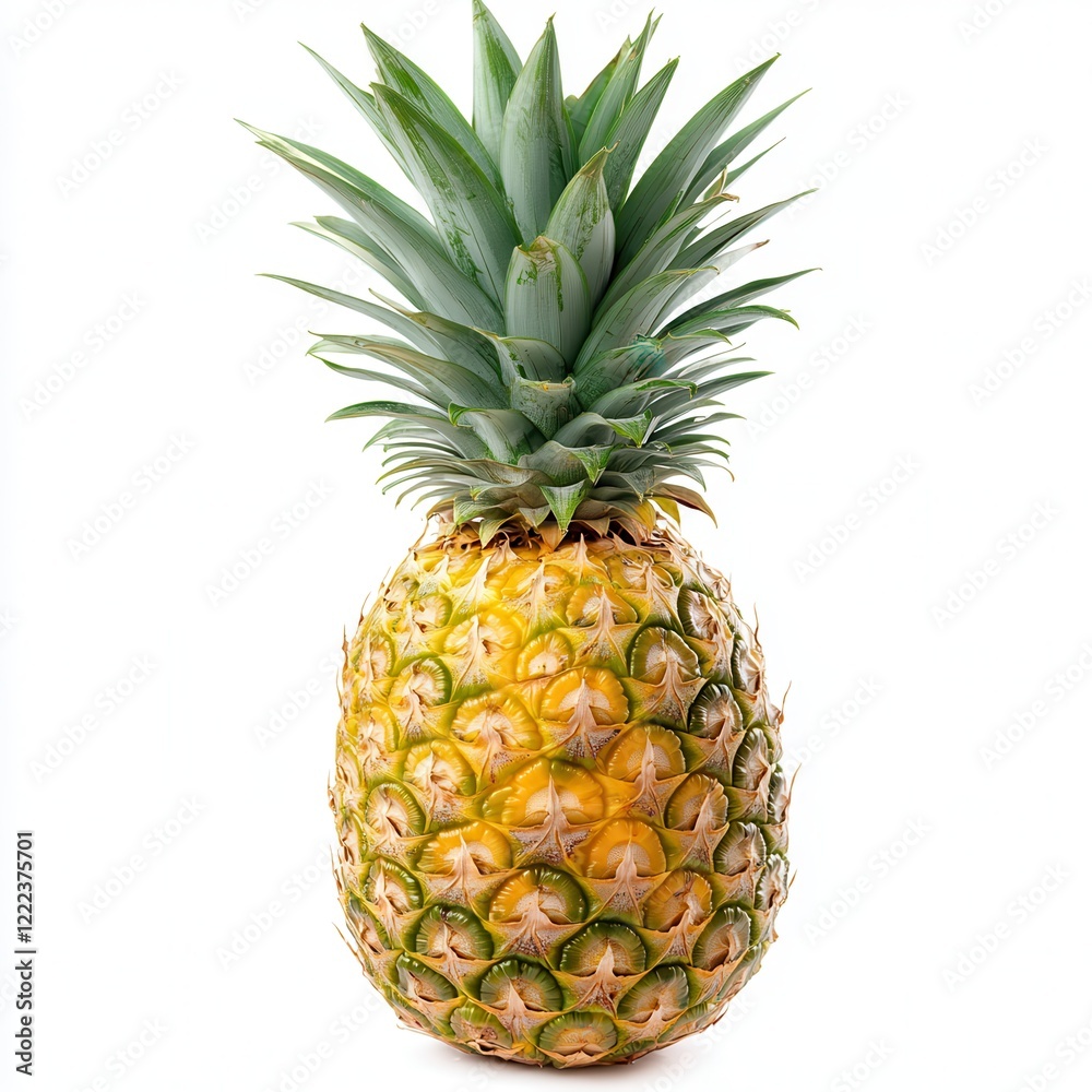 Fototapeta premium Ripe pineapple isolated, studio shot, white background, food image