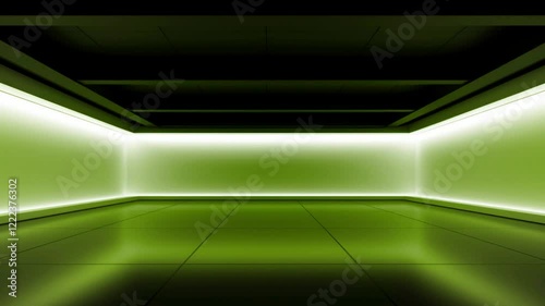 A rectangular platform that changes color inside a room