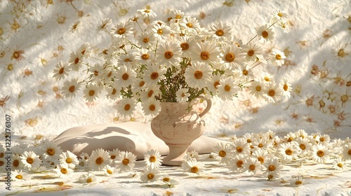 Stunning Bouquet of White Daisies in Vintage Vase Still Life Photography