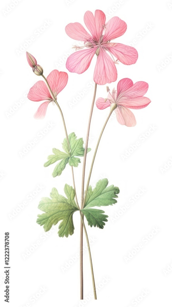 Obraz premium Illustration botanical geranium flowers.