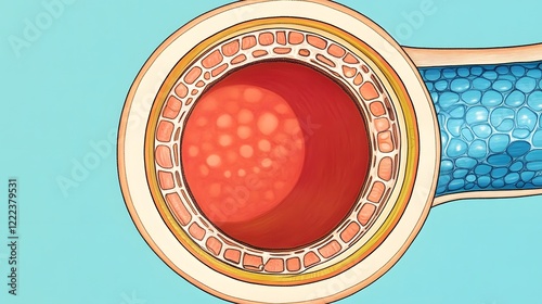 Detailed Cross Section of a Blood Vessel Showing Arterial Wall Layers and Lumen