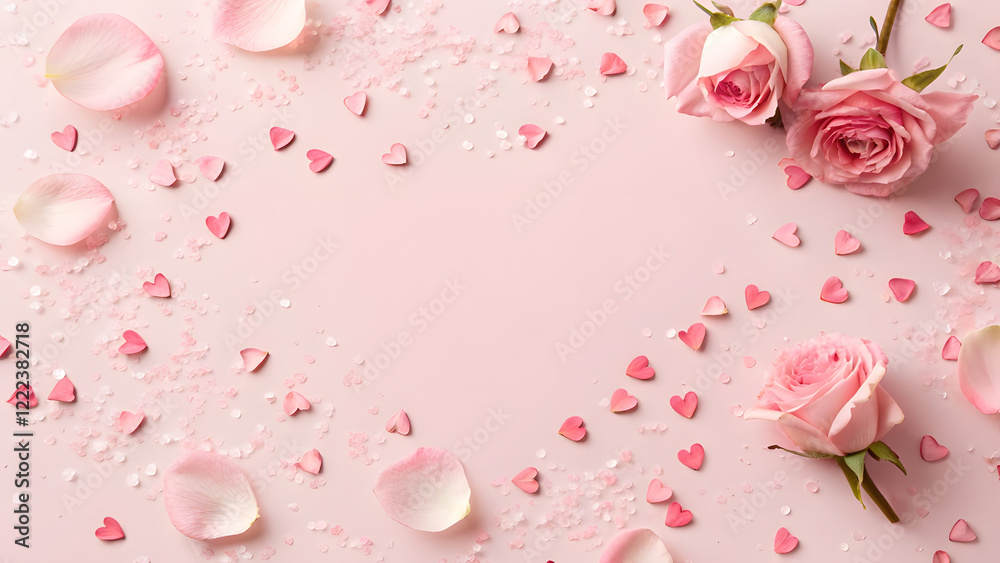 Light Pink Background with Hearts and Petals for a Fresh Design. Perfect for: Valentine's Day, romantic celebrations, baby showers Light Pink Background with Hearts and Petals for a Fresh Design. Perfect for: Valentine's Day, romantic celebrations, baby showers