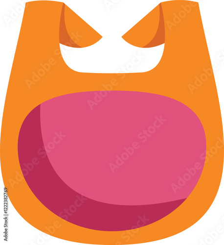 Orange plastic bag with a pink background floating on a white background