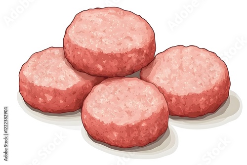 Four Raw Ground Beef Patties Ready for Grilling
