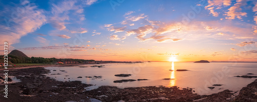 Sunset over the east bay, Firth of Forth, North Berwick, East Lothian, Scotland photo