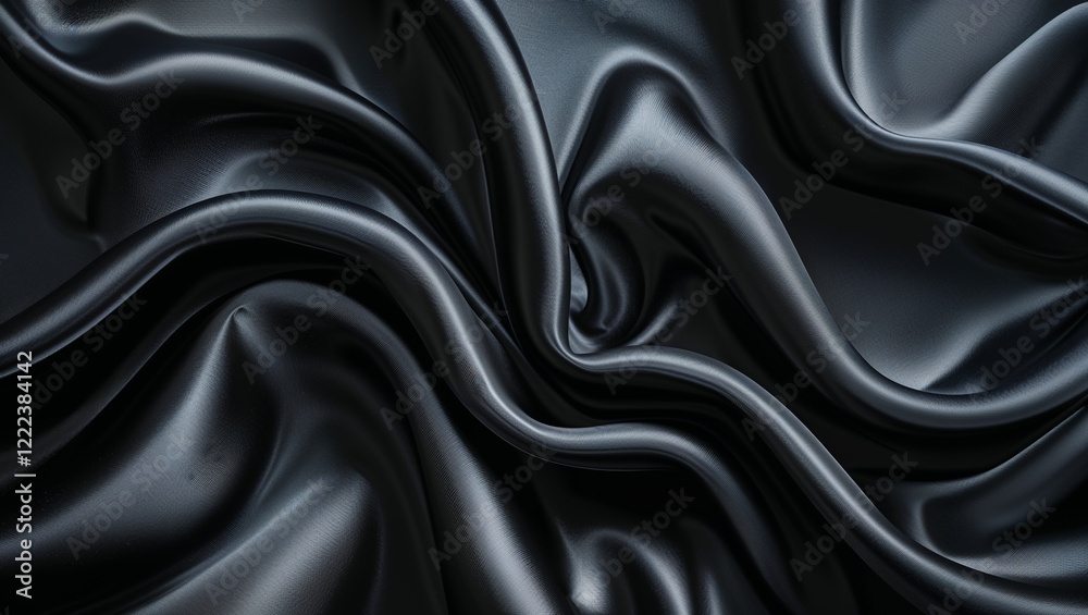 Fototapeta premium Luxurious Black Satin Waves