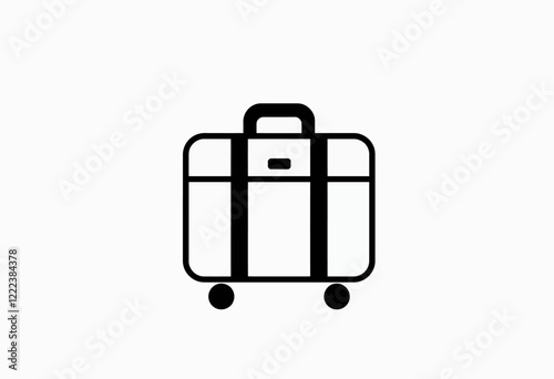 Suitcase Icon, Black Line Art Illustration, Minimalist Travel Graphic, Vector Luggage Symbol, Suitable for Travel Apps, Packing Lists, and Tourism Designs, White Background, Clean Style.

