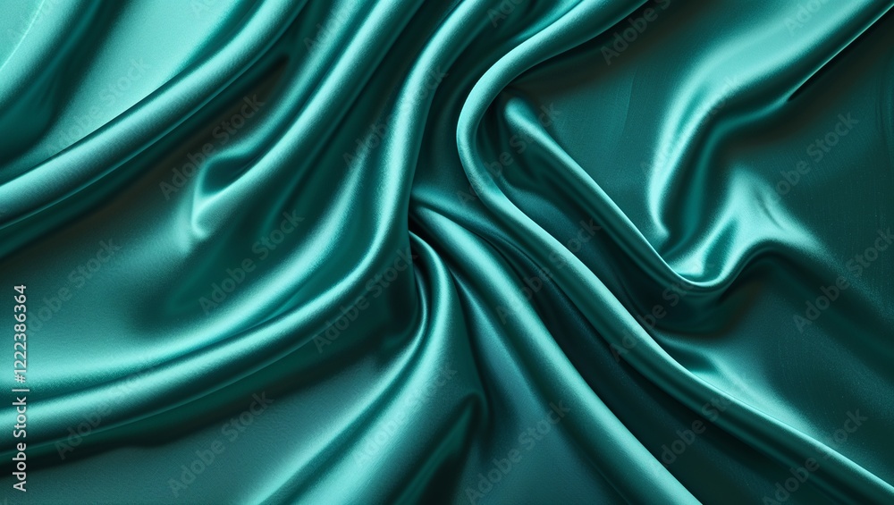 Fototapeta premium Flowing Teal Silk with Dramatic Ripples