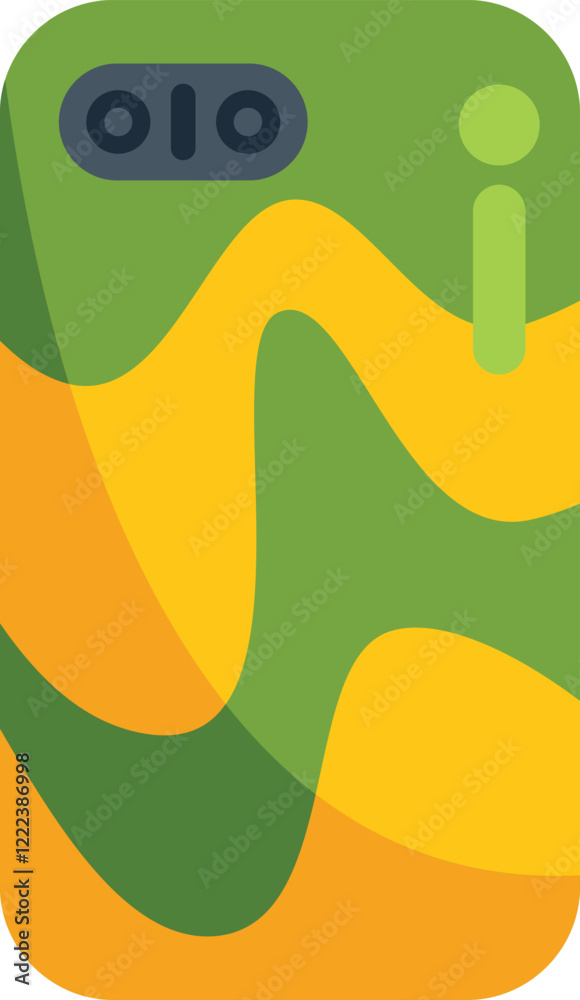 Fototapeta premium Phone case featuring a green and yellow abstract design, adding a touch of modern style and protection to a mobile device