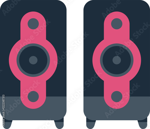 Stylized illustration featuring two pink and black audio speakers, perfect for music and audio projects