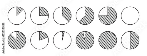 pie chart template illustration flat vector icon. editable, stroke pie chart. parts of the whole concept
