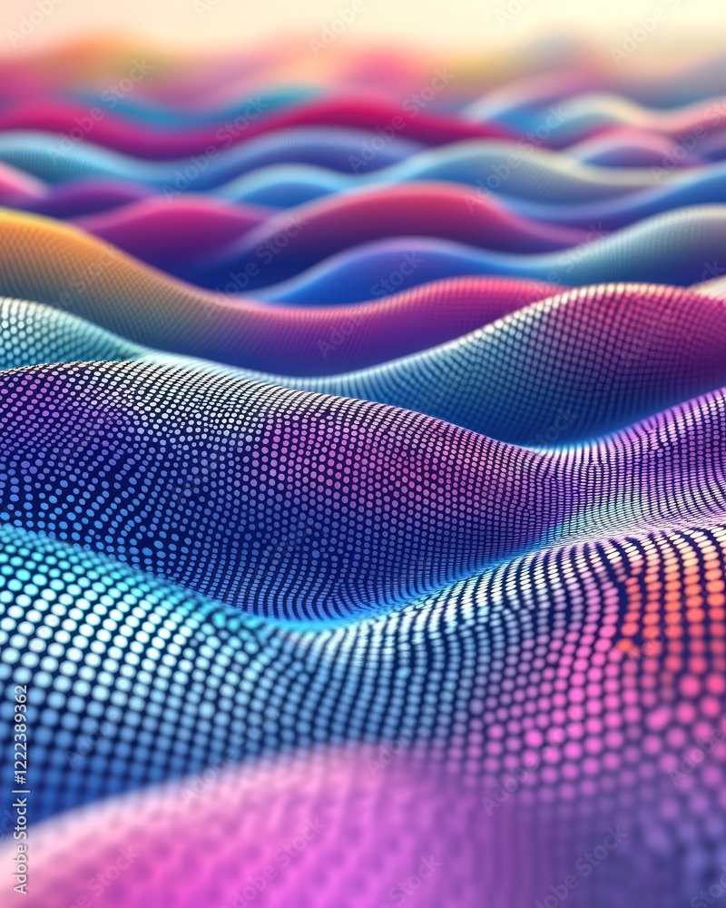 Visual representation of colorful waves creating an abstract landscape filled with vibrant patterns Visual representation of colorful waves creating an abstract landscape filled with vibrant patterns