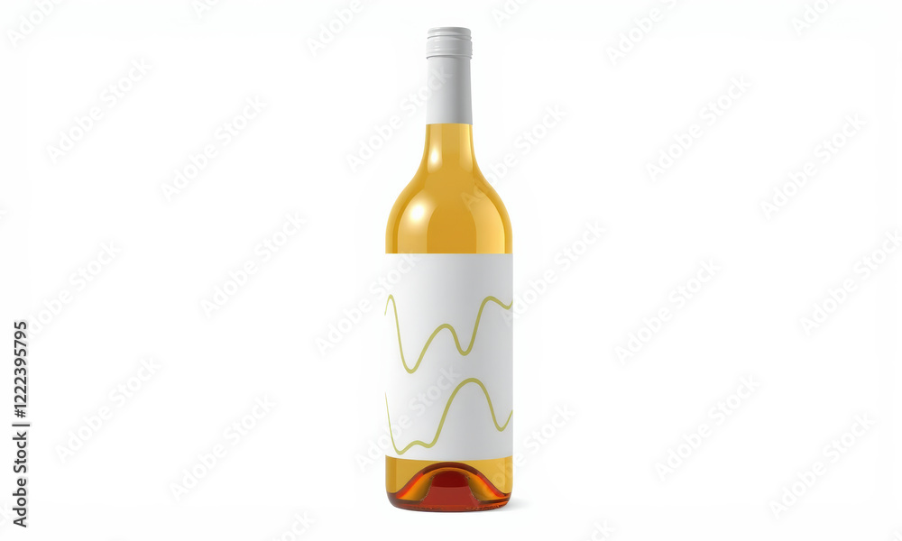 clear wine bottle mockup featuring light amber liquid and blank label, perfect for showcasing custom designs or branding ideas